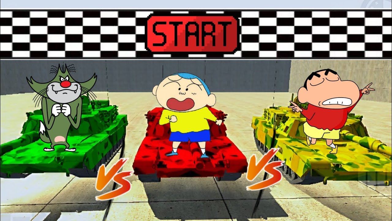 Tank Racing Tournament Shinchan vs Masao vs Jack in Indian Bikes Driving 3d | Vikki Sena