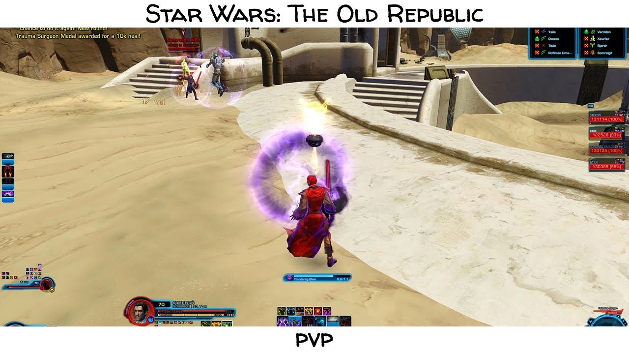 SWTOR PvP - Lightning Sorcerer | Solo Ranked | Tatooine Canyon | Level 70 | 2018 Gameplay