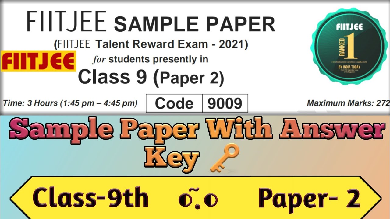 FIITJEE FTRE 2021 Sample Paper of Class 9th Paper 2 Fiitjee Talent