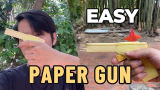 How To Make a Paper Gun That Shoots - Golden Gun Like Deadpool 2024 - Origami DIY #10