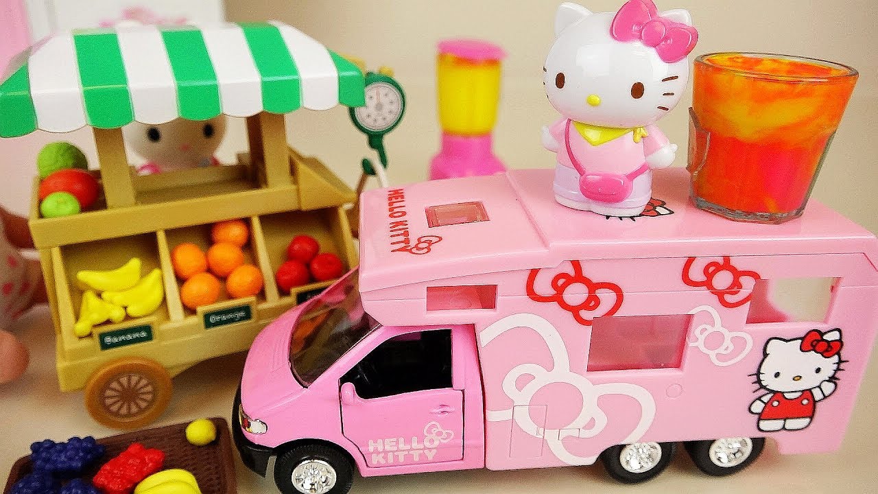 Hello Kitty Car And Fruit Shop With Baby Doll Toys Play Youtube