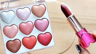 Makeup slime!Satisfying slime coloring with heart-shaped lipstick&eyeshadow!Lipstick slime ASMR#68