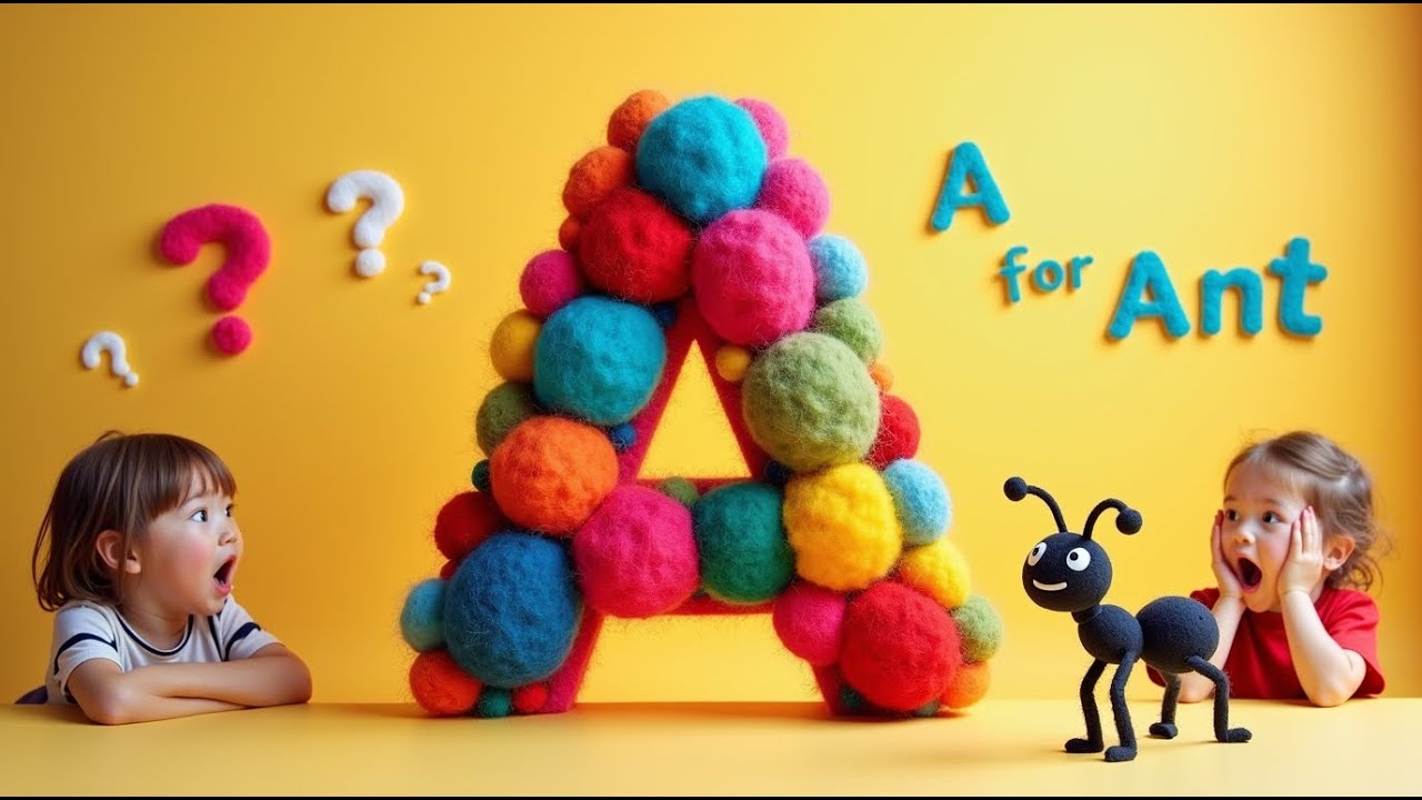 A for Ant 🐜 | Alphabet Made of Wool Balls 🧶 | Fun ABC Learning for Kids | Shocking Reaction