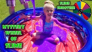 Mystery Wheel Of Slime Challenge Giant Slime Smoothie In A Pool I Mixed All My Slime Together