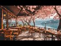Cozy Lakeside Coffee Shop Ambience ~ Smooth Jazz with Spring Vibe & Fireplace for Relaxation