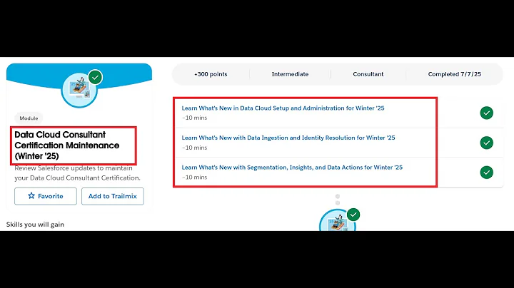 Data Cloud Consultant Certification Maintenance (Winter '25) | Salesforce Trailhead