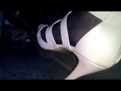 Black stockings nude gladiator stilettos and a truck