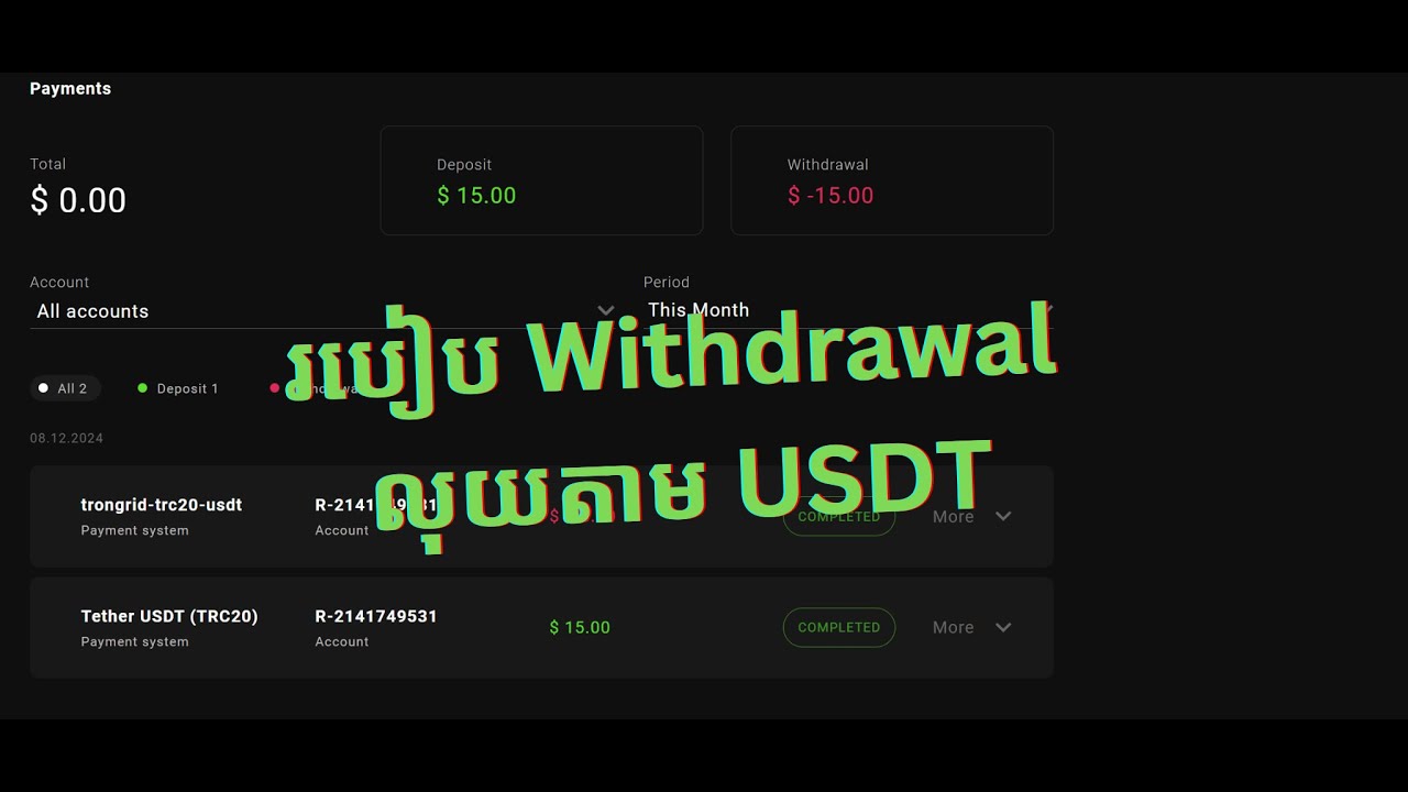 របៀប Withdrawal តាមរយះ USDT Investizo | SMC KHMER TRADER