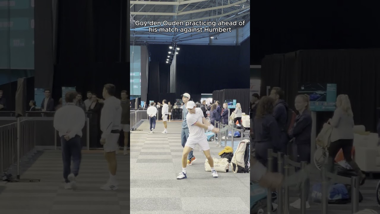 Guy den Ouden getting in his final reps ahead of his match against Ugo Humbert