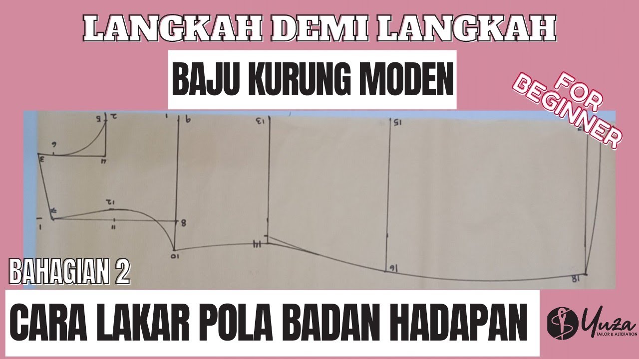 cara buat pola badan hadapan | step 2 | baju kurung moden