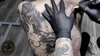 Dragon Tattoo full back - AMAZING freehand tattoo skill | Trung Tadashi | Tadashi Tattoo