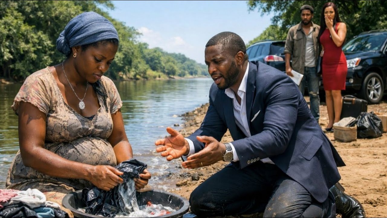 Une pauvre femme enceinte lavait son linge après que son mari l'eut chassée pour épouser son...