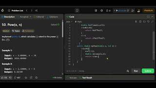 Leetcode question 50 with java