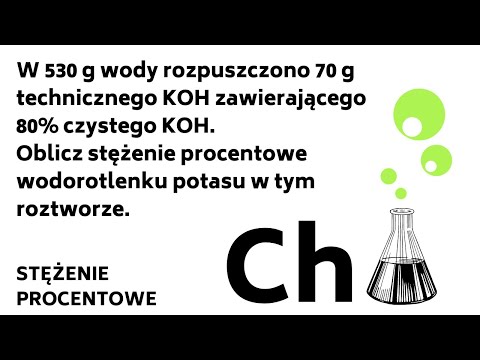 W 530 g wody rozpuszczono 70 g technicznego KOH zawierającego 80% czystego KOH. Oblicz Cp - 125