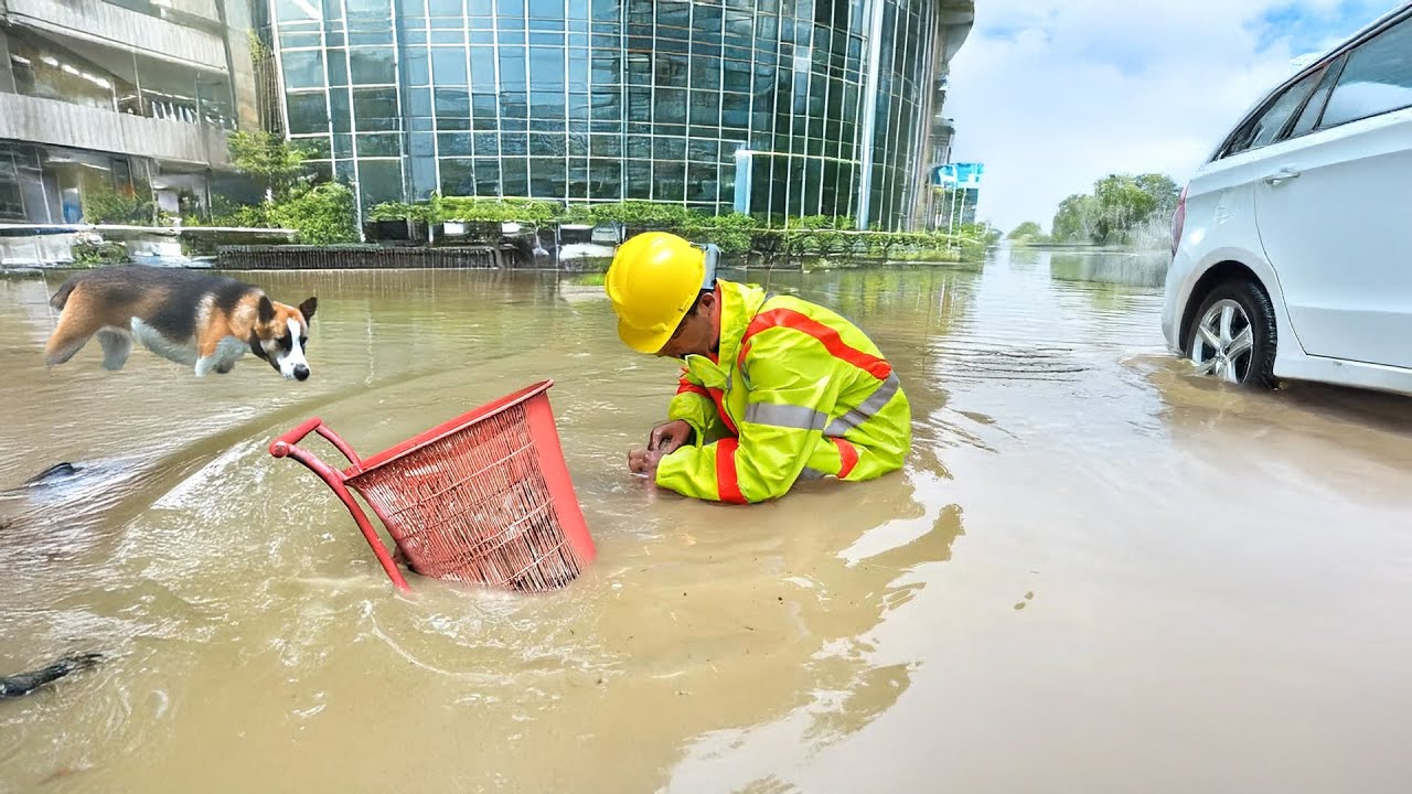 Massive Street Drain Blockage Clearing a Clogged Drain Beast - YouTube