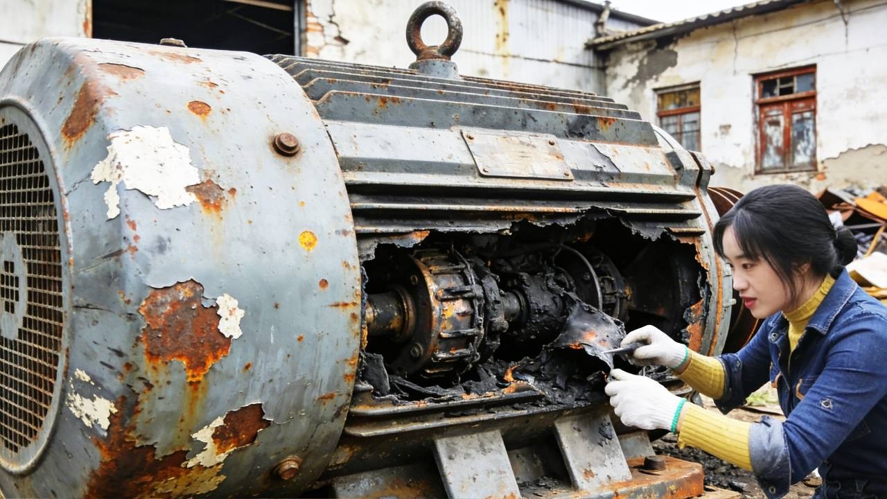 💡天才女孩整修冒烟损毁的发动机！外壳锈迹斑斑内部零件被烧毁，天才少女一周时间完美修复，比新的更好用！A genius girl repairs a smoking and damaged engine