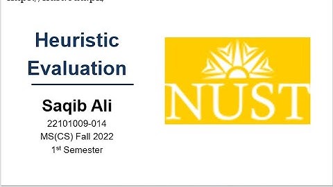 National University of Science & Tech (NUST): Heuristic Evaluation based on Nielsen’s Principles
