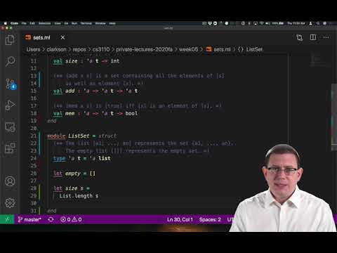 Implementing Sets as Lists | OCaml Programming | Chapter 6 Video 5
