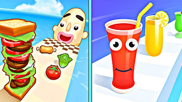 Juice Run 🆚 sandwich Runner Gameplay | Asmr Gaming | Android iOS Walkthrough Gameplay
