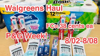 Walgreens Haul|| P&G Week || 8/02-8/08 || FC= .38 cents each || Spend $35/$10 || $15/$5 ||🏃‍♂️🏃‍♀️