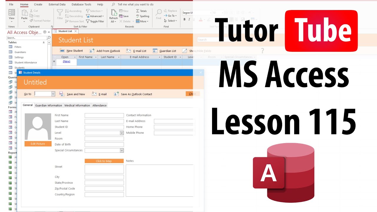 MS Access Tutorial - Lesson 115 - Adding Form Buttons - YouTube