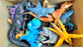 Jurassic World Dominion toy movie, Tyrannosaurus Rex, Megalodon, Mosasaurus, Kronosaurus