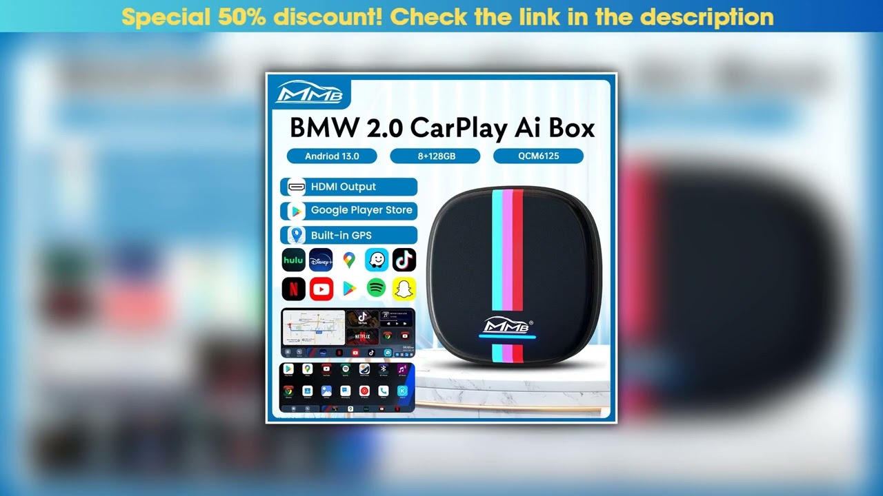 New Arrival NEW MMB Android13 Qualcomm 6125 8-Cores AI Box Wireless Multimedia CarPlay Adapter Blue