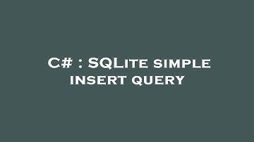 C# : SQLite simple insert query