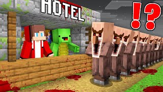 JJ and Mikey Opened a SCARY HOTEL with Villagers in Minecraft !  Maizen