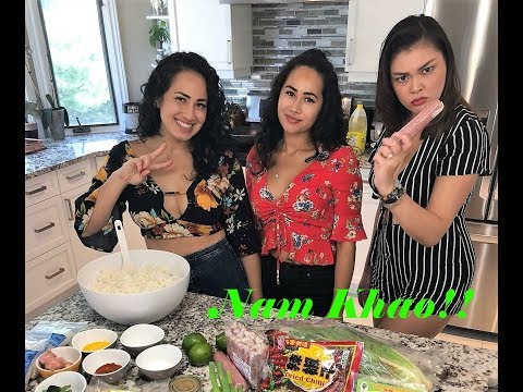 How to make Nam Khao (Lao Deep Fried Coconut Rice with Sour Pork)