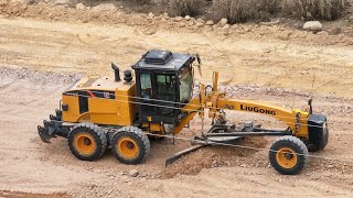 Amazing Road Construction By Motor Grader Pushing And Grading Gravel on the Hill