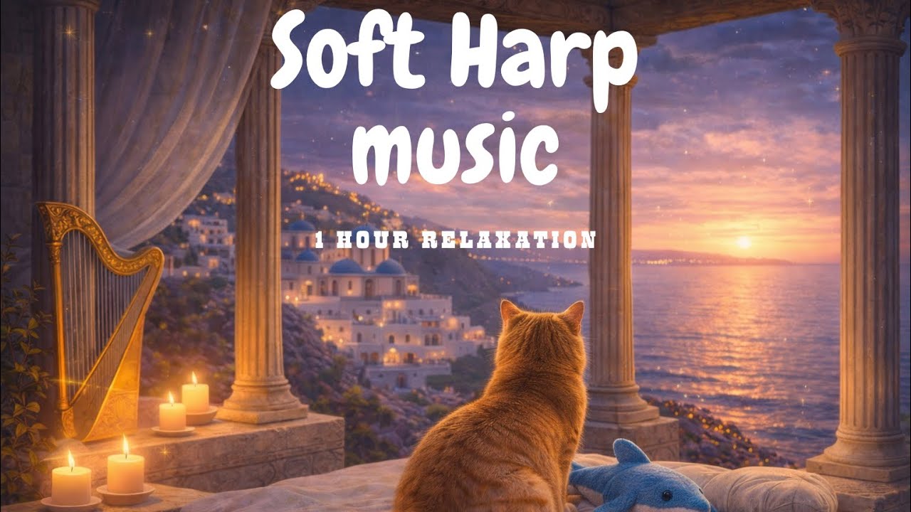 Cozy Cat Sleep 🐱💤 | 1 hour loop Soft Harp Music for Deep Relaxation (No Rain, No Ads)