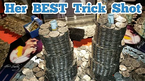 HER BEST TRICK SHOT EVER ... Inside The High Limit Coin Pusher Jackpot WON MONEY ASMR