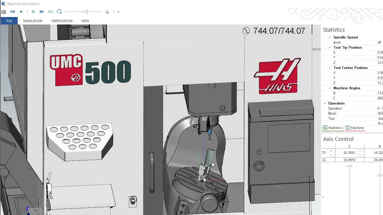 Haas UMC 500 Mastercam Multiaxis Emuge tools - YouTube