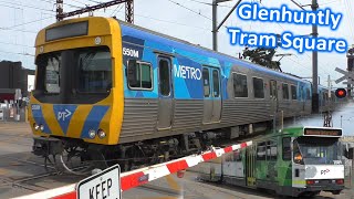 Trains & Trams at the Glenhuntly Tram Square - Melbourne Transport