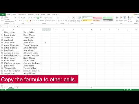 How to use propercase function to automatically capitalize names in Excel?