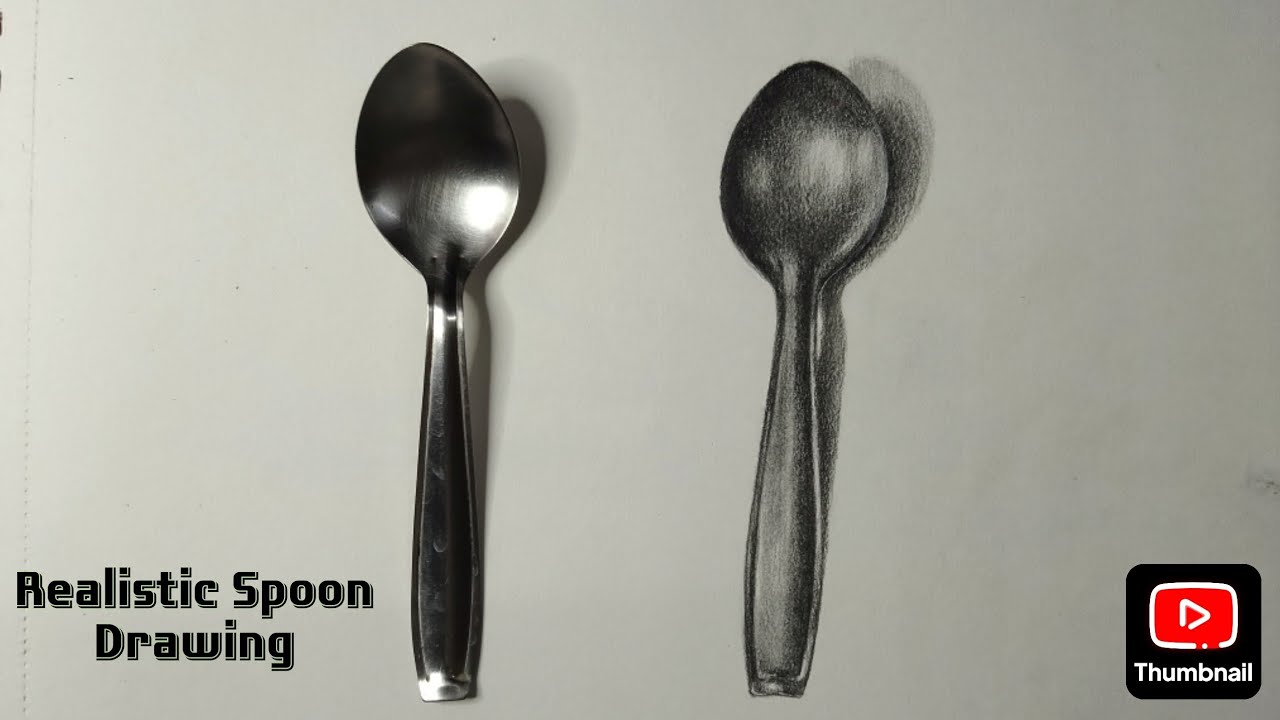 Realistic Spoon Drawing with Pencil