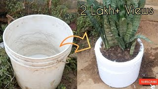 How to make cement pots at home easily | Flower pot making with old bucket & cement
