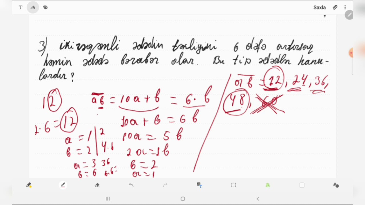 Şamxal Sadıxlı / ededin sağına reqem yazilmasi, reqemleri cemi hasili .ve.s