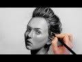 Portrait drawing with graphite and charcoal pencil  emmy kalia