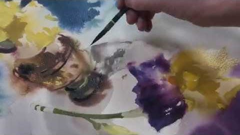 Цветы акварелью. Букет ирисов в вазе. Рисует художник Анна Чепурная-Олейник.Урок в летней распродаже