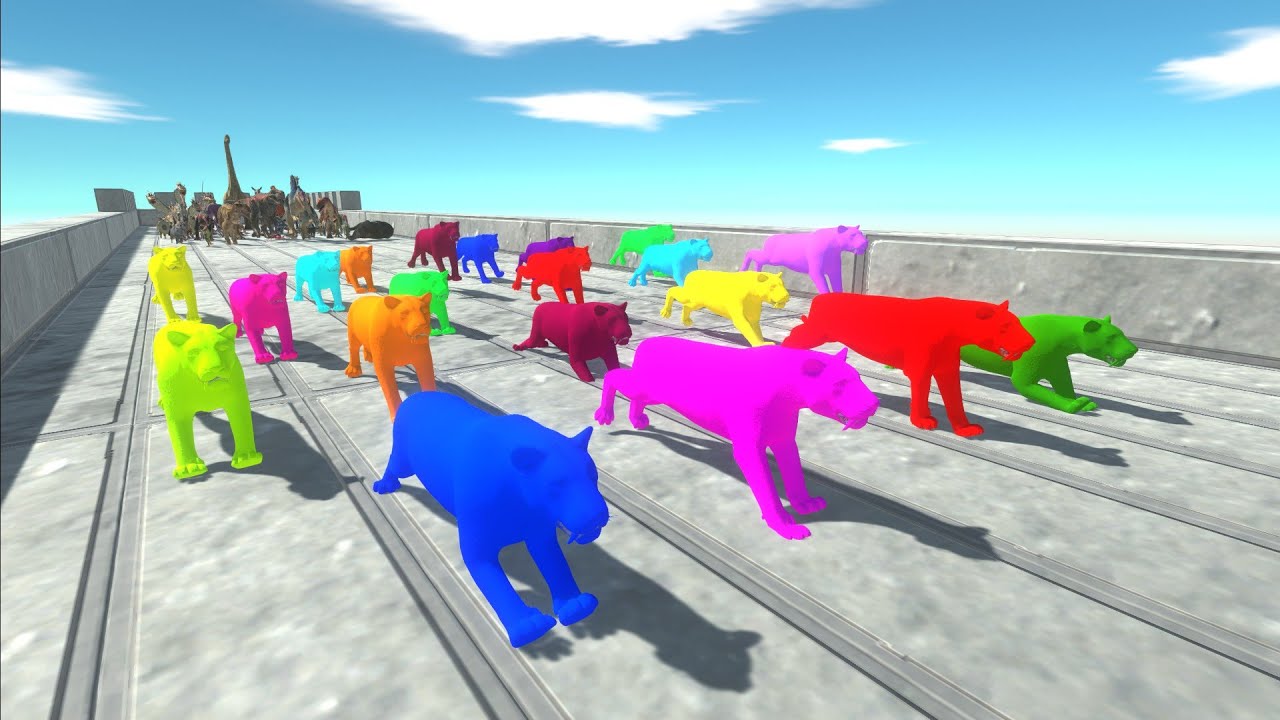 Race to eat 20 Neon Smilodons - Animal Revolt Battle Simulator
