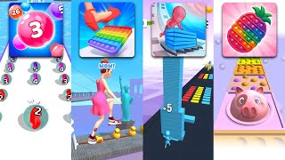 ASMR Tippy Toe vs Pop it Pop us vs Marble Run 3D vs Stack Colour - Gameplay ios Androids 