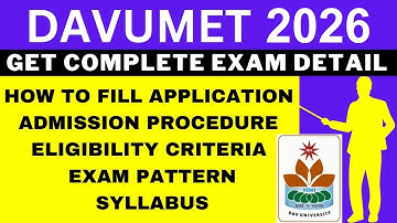 DAVUMET 2026 Notification (Out), Application, Dates, Eligibility, Syllabus, Pattern, Admit Card