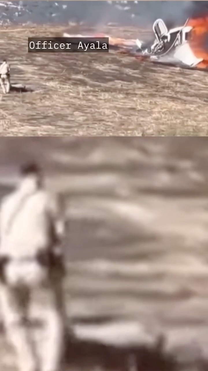 Officer pulls pilot away from plane moments before explosion #shorts
