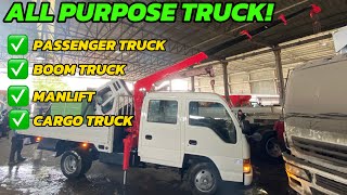 DOUBLE CAB ISUZU ELF CARGO WITH BOOM CRANE