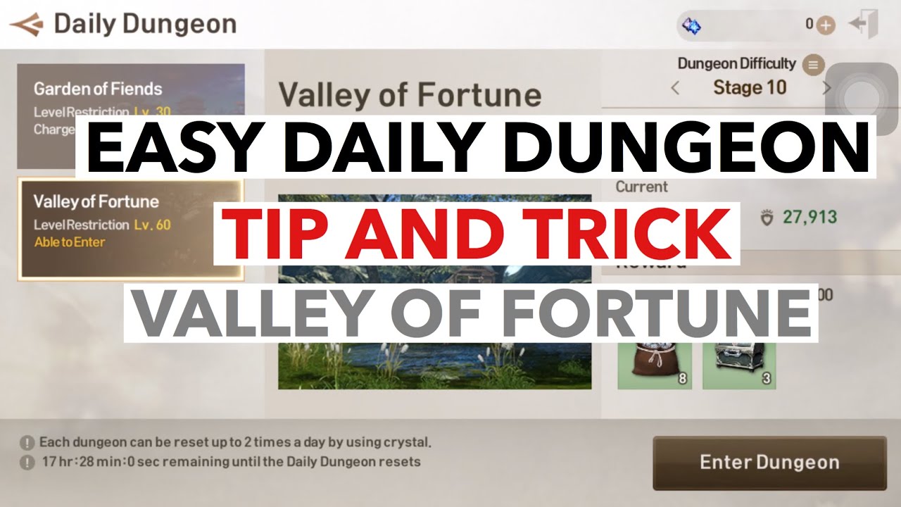 TRICK DAILY DUNGEON VALLEY OF FORTUNE | BLADE AND SOUL REVOLUTION