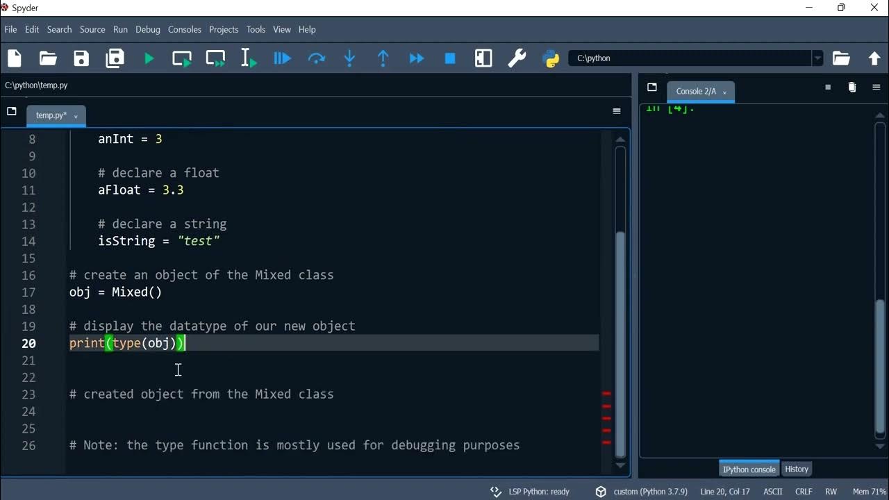 Python 54: Create a class, instantiate an object and find its type ...