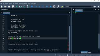 Python 54: Create a class, instantiate an object and find its type using the type function.