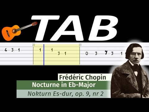 🎸 Nokturn Op. 9 nr 2 (F. Chopin) - melodia TAB (gitara) 🎵 TABY I NUTY W OPISIE 🎼